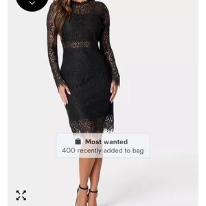 bebe Black Long Sleeve Lace Dress